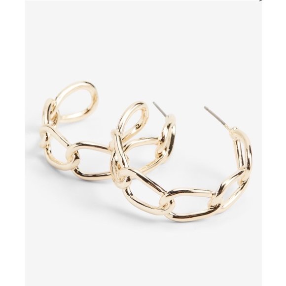 NWT EXPRESS CHAIN LINK OPEN HOOP EARRINGS - Picture 2 of 9